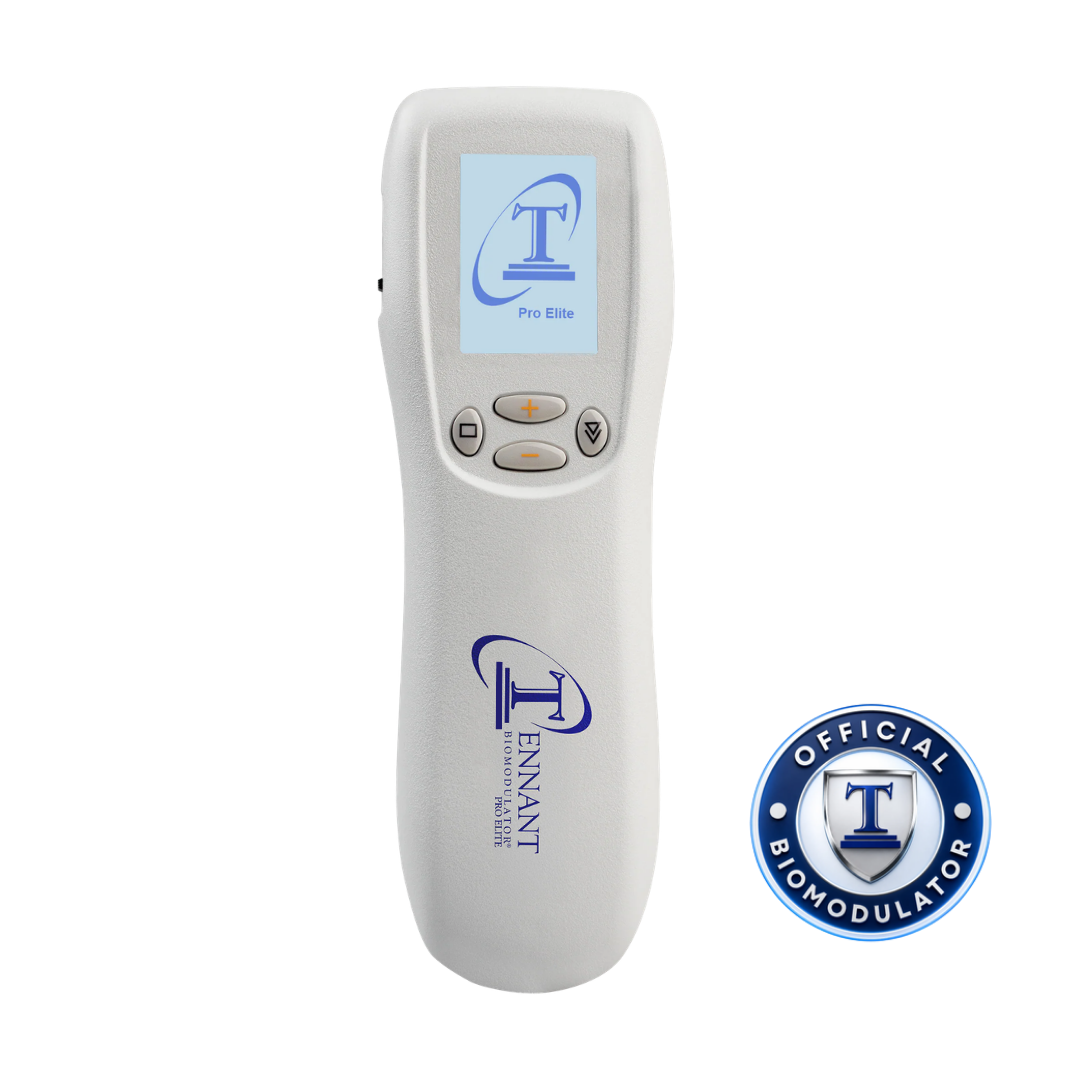 Tennant BioModulator with its front display, control buttons, and official BioModulator seal.